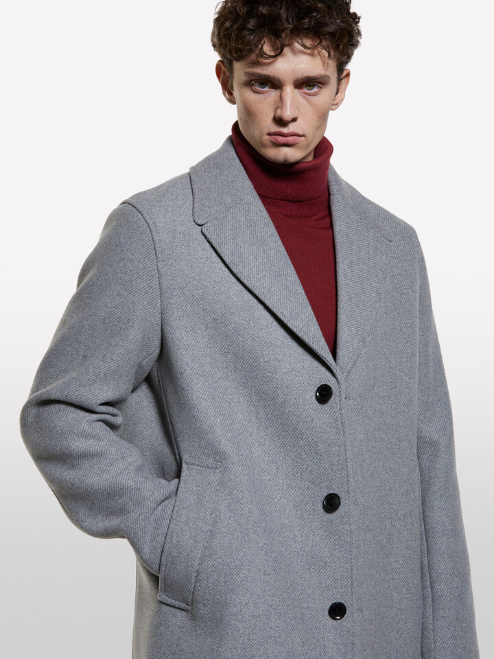 Light gray single-breasted coat - men's coats - Gray | Sisley image number 4